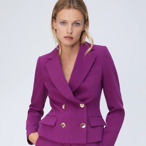 Zara Cropped Gold Button Blazer